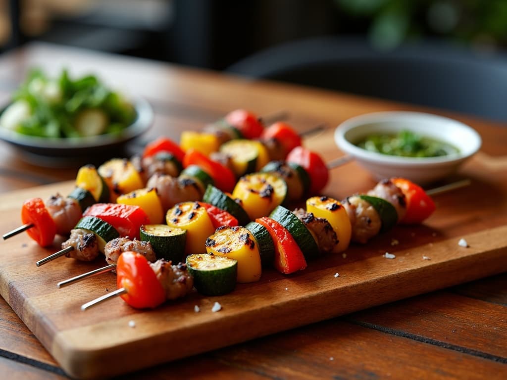 Gegrillte Gemüsespieße mit Röstmarks und frischem Chimichurri