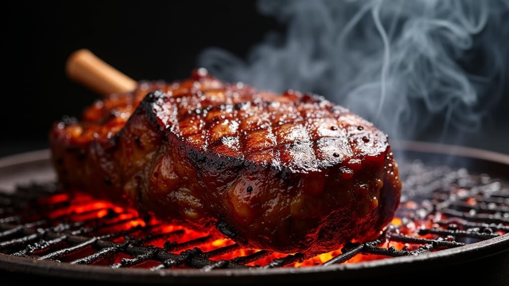 Geschmorte Iberico-Carrillera in dunklem Rotwein-Fond mit Gemüse
