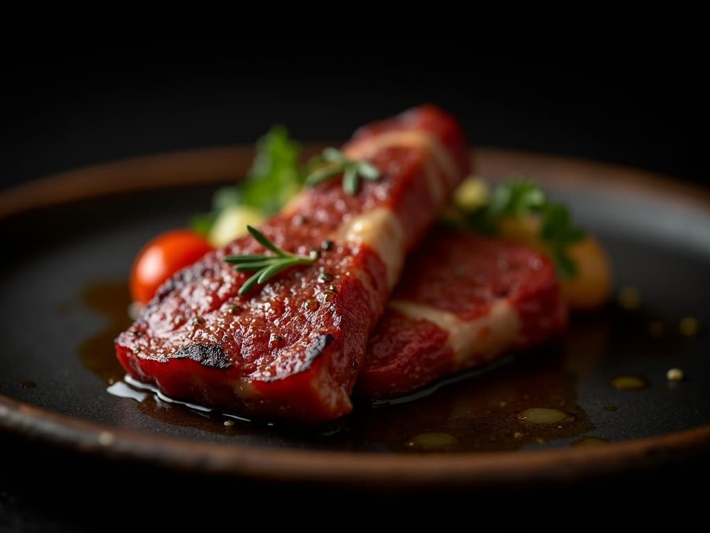 Geschmorte Iberico-Carrillera in dunklem Rotwein-Fond mit Gemüse
