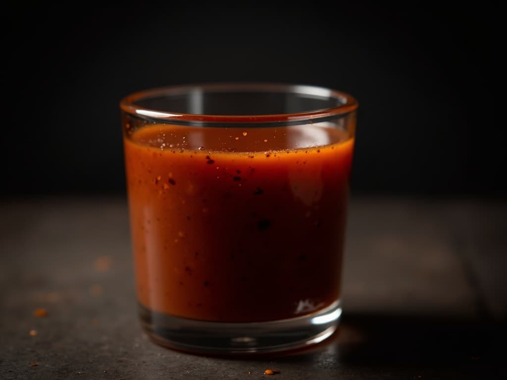 Kansas City BBQ Sauce in einem Glas, dunkelrot und glänzend
