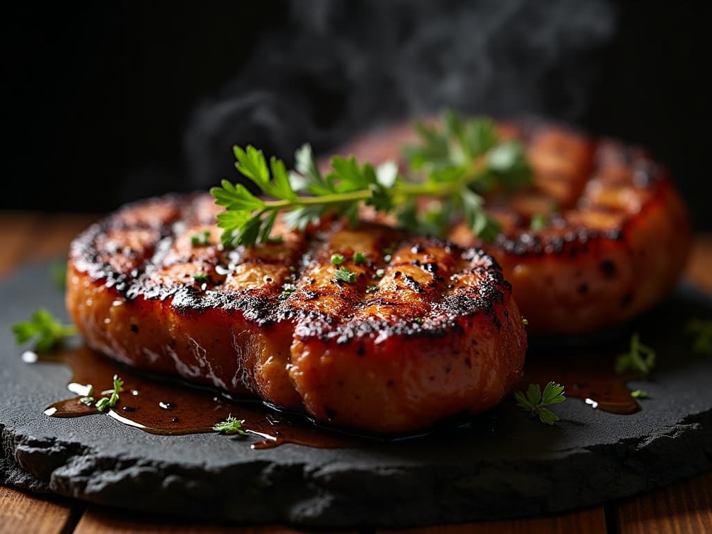Gegrillter Krustenbraten mit knuspriger Schwarte, aufgeschnitten
