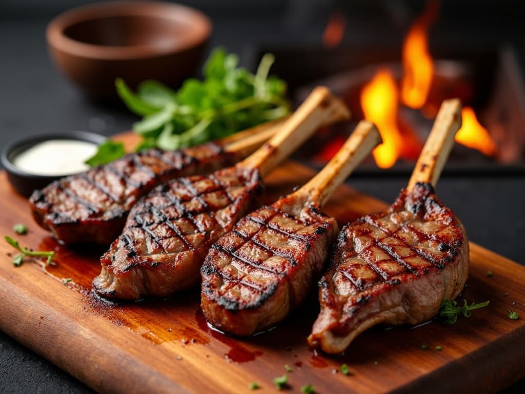 Gegrillte Lammkoteletts mit Rosmarin auf Braai-Rost