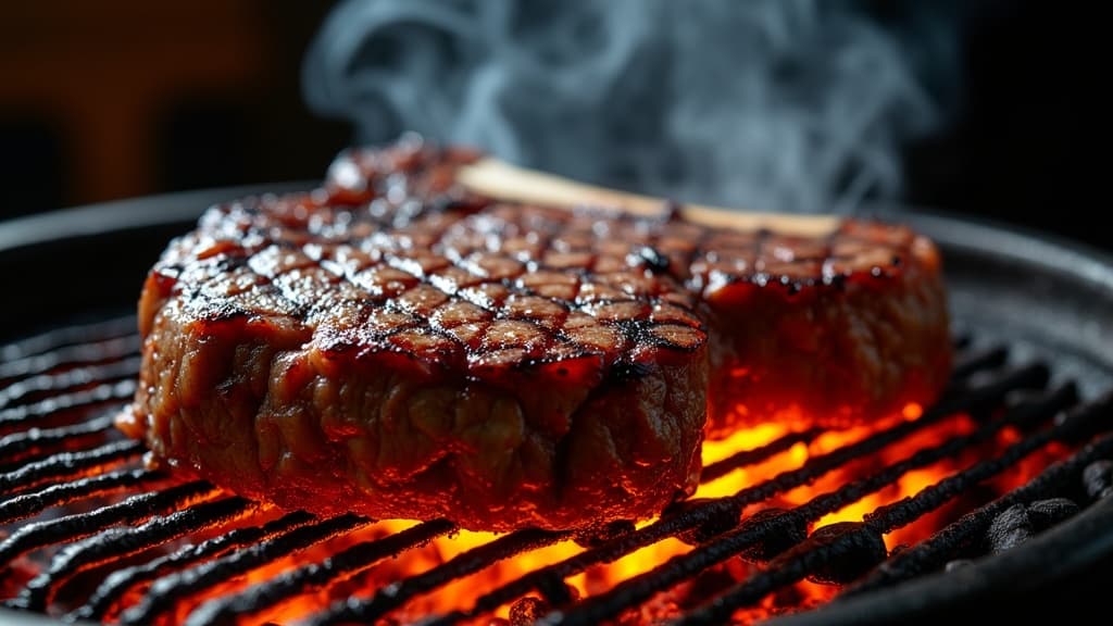 Rohes Porterhouse-Steak mit sichtbarem T-Knochen — Roastbeef- und große Filet-Seite, auf dunklem Schiefer