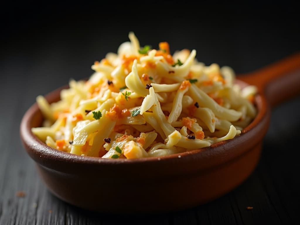 Texas Coleslaw in Schüssel mit Dijon-Dressing, fein gehobelter Weißkohl