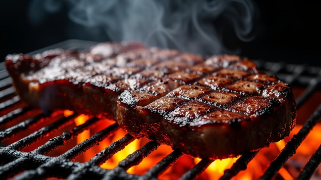 Tri-Tip mit Bark auf Schneidebrett, Rauchring sichtbar