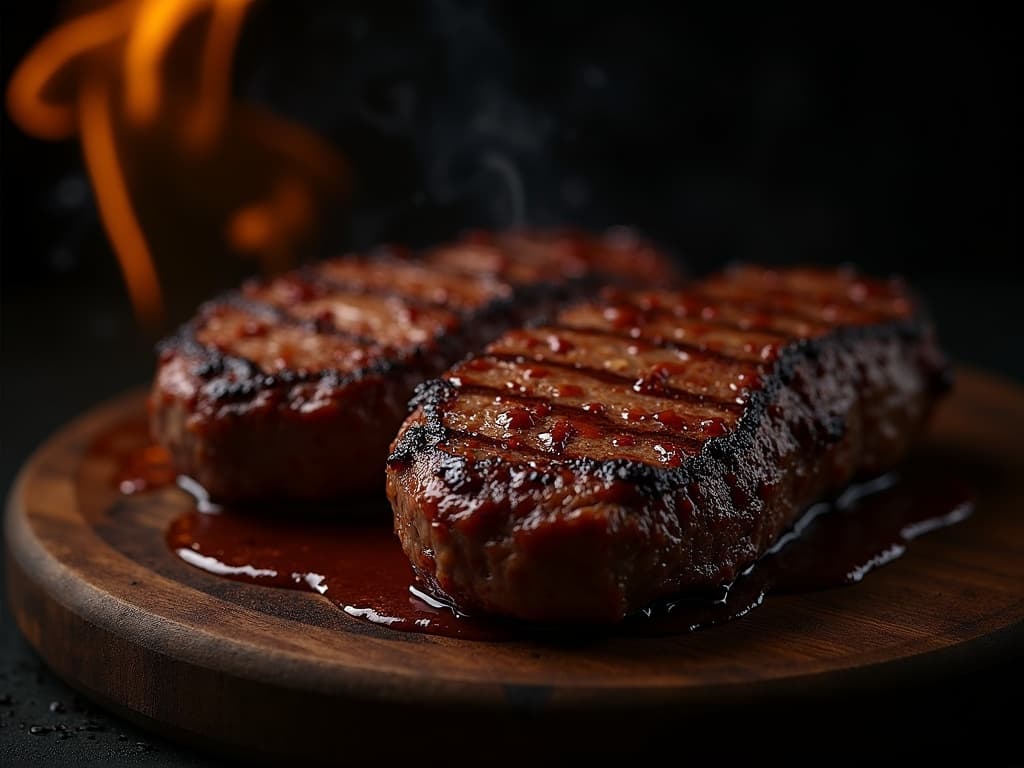 Tri-Tip mit Bark auf Schneidebrett, Rauchring sichtbar