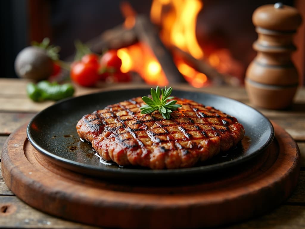 Gegrillte Köfte-Spieße auf Metallstäben über glühender Holzkohle, mit Petersilie und Zwiebeln — KI-generiertes Symbolbild