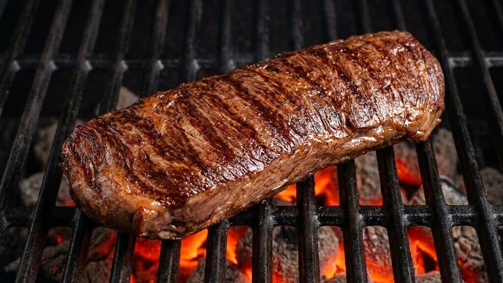 Steak mit Grillmarken auf dem heißen Rost